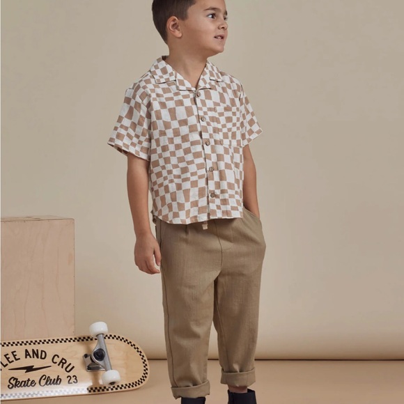 NEW Rylee + Cru Lapel Collar Shirt Boys button up 2-3 - Picture 4 of 6